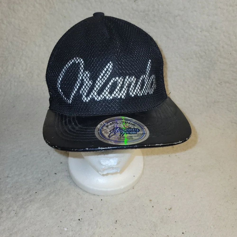Seventy Seven Mesh Snapback Hat Black Script Logo‎ Trucker Cap Adjustable